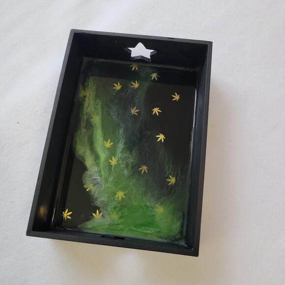 Handcrafted "Green Galaxy" Resin Tray Art Piece - Picture 2 of 6